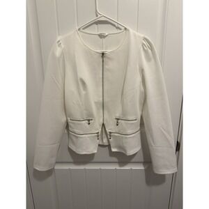 zeagoo Jacket Women's White Zipper Design Size Medium
